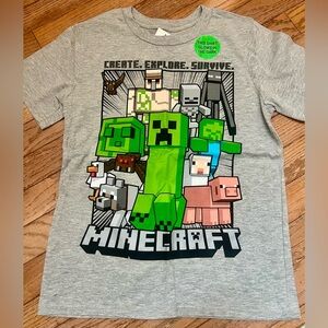 Minecraft Gray Kids Creeper T-Shirt YM